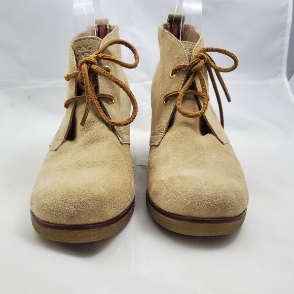Sperry Top Sider Women's Shoes 9 Beige Harlow Wedge Lace Up Bootie Suede - Picture 5 of 10